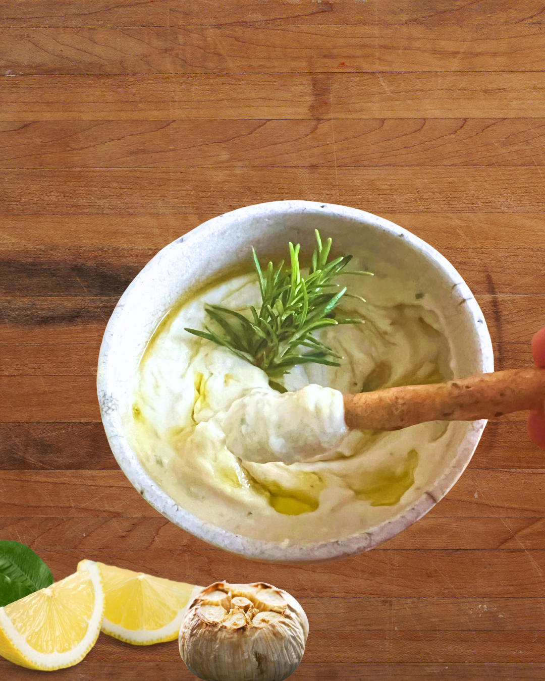 Dip aux haricots blancs, au romarin et à l'ail