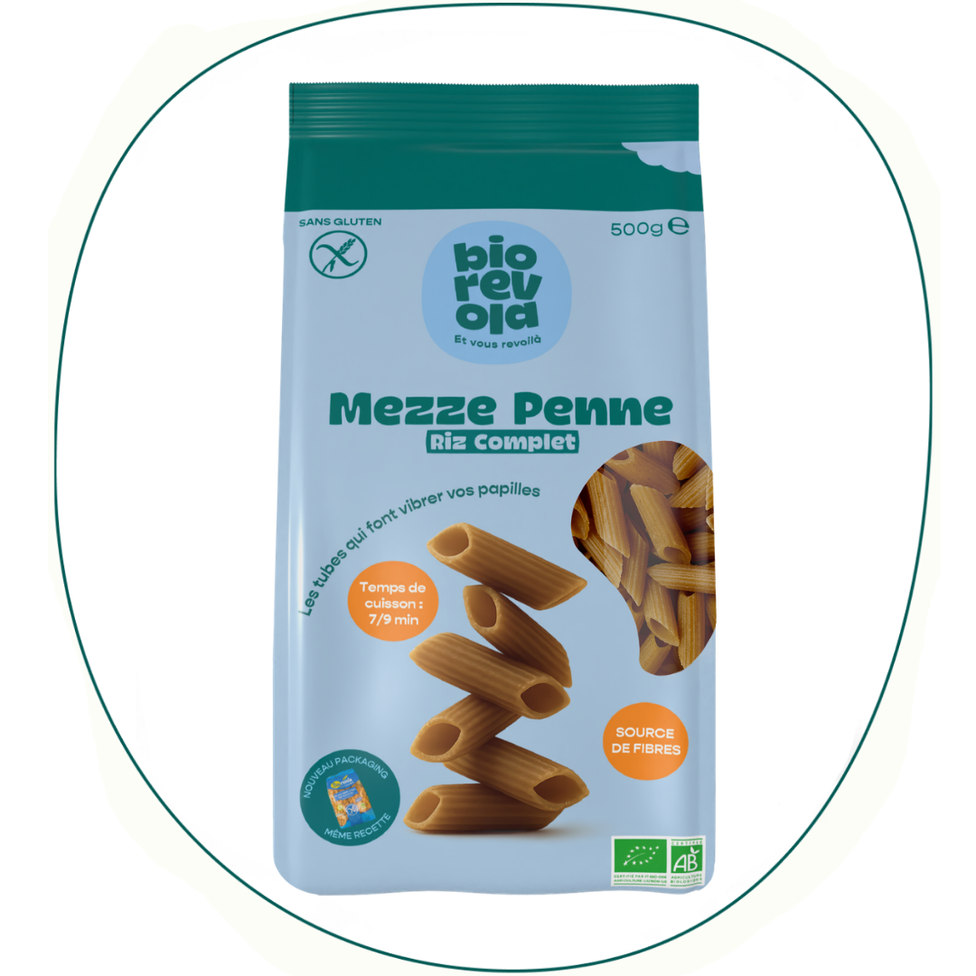 Mezze penne riz complet Bio